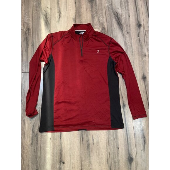Real Legends Men’s M Maroon Black Long Sleeve Shirt Ultra Comfort 1/4 Zip - Picture 1 of 5
